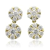 14K Yellow Gold Diamond Floral Drop Earrings (G-H, SI-I, 1.06 carat)