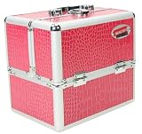 Beautify- Mallette Professionnelle pour Maquillage et Cosmétique Cannes en Aluminium de couleur Motif Faux Crocodile Rose