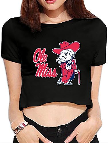 Woman's Ole Miss Rebels Logo Crop Top Tee Shirts