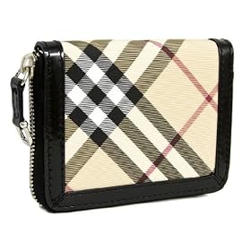 Burberry Ziggy Coated Canvas Black Leather Zip Wallet 3225064