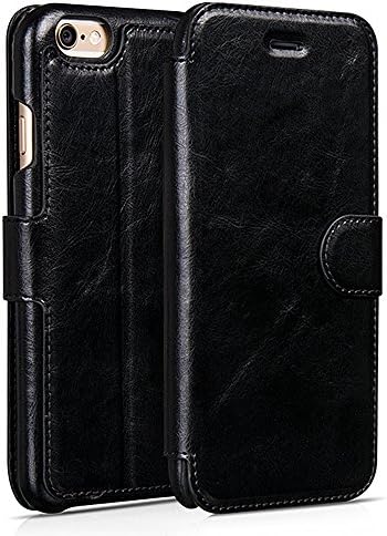 iPhone 6 Case, [Wallet Series] iPhone 6 Flip Wallet Case Premium PU Leather Cover, Kickstand Folio Flip cover case with Magnetic Snap Slim Ultra Fit for Apple iPhone 6 (4.7'' inch) (MM577) (Classic Black)