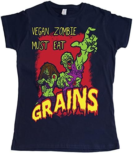 Stooble Womens's Vegan Zombie Navy T-Shirt, Size L