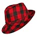 51oIJMerM5L. AA75  CLASSIC RED & BLACK CHECKERED FEDORA HAT