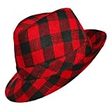 51oIJMerM5L. SL160  CLASSIC RED & BLACK CHECKERED FEDORA HAT