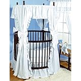 Baby Doll Bedding Carnation Eyelet Round Crib Bedding Set, White
