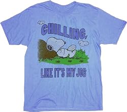 Peanuts Snoopy Chilling Like It's My Job Light Blue T-shirt Tee
