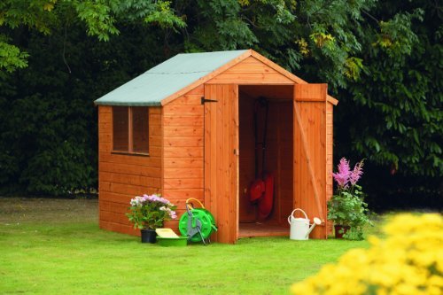 7' x 7' Abri de jardin en bois Double-portes - Toit bois Apex assemblage à feuillure - Garantie anti-rouille 10 ans - 213cm h x 216cm l x 209cm d