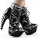 SHOW STORY Thunder Lightning Print Lace-Up High-top Bone Heel Ankle Boot,LF80621