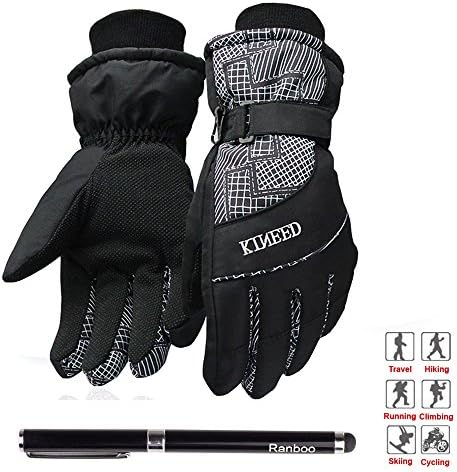 NYZ Black Men's Winter Windstopper Waterproof Outdoor Sports Snow Skiing Riding Motorcycle Climbing Warm Protective Free Size Full Finger Gloves (Blck)