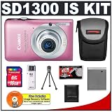 Cheap Canon PowerShot SD1300 IS Digital ELPH Camera (Pink) + 16GB Card + Case + NB-6L Battery + Accessory Kit