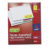 Avery Neon Laser Labels, Rectangle, Assorted Fluorescent Colors, 1 X 2-5/8, 450/Pack (AVE5979)