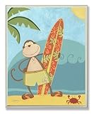 The Kids Room Rectangle Wall Decor, Monkey with Surfboard by The Kids Room by Stupell [並行輸入品]