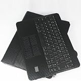 KHOMO: PU Carbon Fiber Leather Case with SOLAR CHARGER DETACHABLE Bluetooth Keyboard for Apple iPad 2 and new iPad 3 HD.
