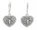 Earrings - E338 - Marcasite Look Heart with Crystals - Silver Tone Metal