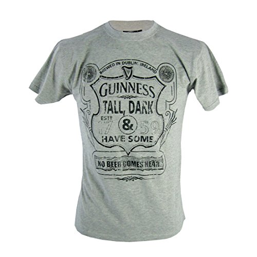 Guinness T-Shirt with Tall, Dark & Have Some Shield Print, Grey colour