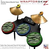 Camouflage Green Skin by WraptorSkinz fits Guitar Hero 4 World Tour Drum Set for Nintendo Wii, XBOX 