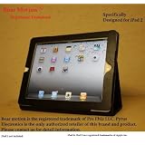 Bear Motion (TM) 100% Genuine Leather Case for iPad 2 2nd Generation Folio with 3-in-1 built-in Stand for Apple iPad 2 (Latest Generation) Tablet (Black)