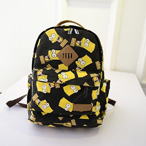 Simpson Cartoon Canvas Backpack Leisure Schoolbags (black)