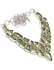 Green Amethyst Natural Untreated 120ct 17" Necklace with Extender in Sterling Silver