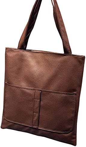 Melete Women's Handbag Soft Leather Tote Bag with Side Pockets Coffee