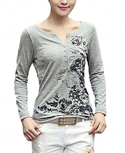 (シュガーポート）SUGAR PORT レディース スパンコール トップス 花柄 スリムシャツ SL028