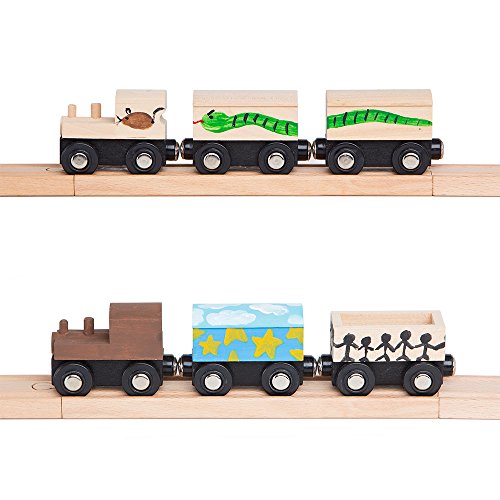Orbrium Toys Unpainted Wooden Train Cars Compatible with Thomas