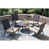 Terazza 35.5 Inch Round Granite Top Lounge Set With Cushion