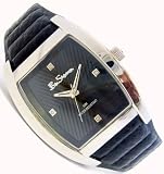 BEN SHERMAN MENS DIAMOND COLLECTION BLACK LEATHER STRAP WATCH
