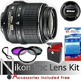 Nikon 18-55mm f/3.5-5.6G VR AF-S DX Lens. FREE 4pc Bundle Includes: 4 PC Fi ....