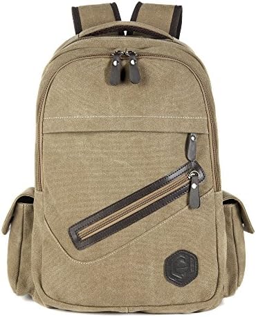 Cool and Lightweight Khaki Canvas Backpack Rucksack for Women and Men