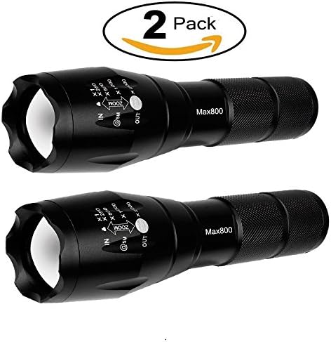 AAAcase Tactical Flashlight Water Resistant Military Grade Tac Light with 5 Modes &amp; Zoom Function Ultra Bright Torch