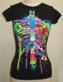 Celebrity Babe Womens Neon Skeleton Print T-Shirt
