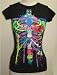 Celebrity Babe Womens Neon Skeleton Print T-Shirt