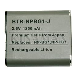1250mAh NP-BG1 / NPBG1 / NP-FG1 /NPFG1 Replacement Battery for Sony Cybershot DSC-H3, H7, H9, H10, H50, N1, N2, T20, T100, W30, W35, W50, W55, W70, W80, W90, W100, W120, W130, W150, W170, W200, W300