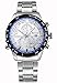 Voeons Mens Watches Luminous Hands Silver Band Blue Dial with Calendar
