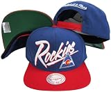 Colorado Rockies Diagonal Script Blue/Red Two Tone Plastic Snapback Adjustable Plastic Snap Back Hat / Cap