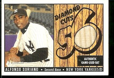 2003 Bowman Heritage Diamond Cuts Alfonso Soriano Game Used Bat New York Yankees Baseball Card - Mint Condition - Shipped In Protective ScrewDown Case!
