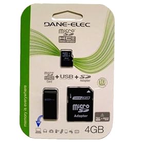 Micro Sd 4gb with Usb and Sd Adapter 3 in 1 KIT Dane Elec (Da-3in1-04g-r/c )