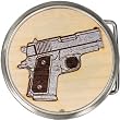 Real Wood Silver Circle Semi Gun Belt Buckle