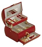 Mele Napoli Leather Jewelry Trunk in Burgundy