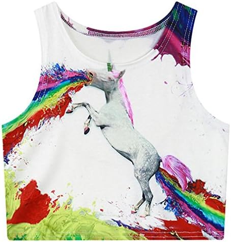 Choky fashion Rainbow Unicorn graphic sleeveless hispter feminina tank top