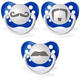 Personalized Pacifiers Mustache 3 Pack, Dark Blue