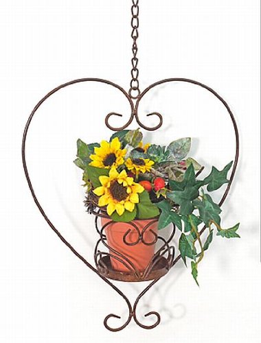 Hänger Blumenampel Herz aus Metall