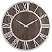Oldtown Farmhouse Metal & Solid Wood Noiseless Wall Clock (Dark Brown, 18-inch)