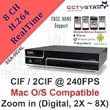 CCTVSTAR True-H SSA-0824L 8CH H.264 CIF / 2CIF @ 240 FPS Real Time Standalone DVR 2X-8X Digital Zoom MAC OS Compatible