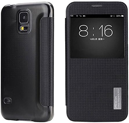 Luxury Genuine Leather Protective Cover with S-view for Samsung Galaxy S5 I9600 (Black)