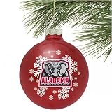Alabama Crimson Tide Crimson Snowflake Glass Ornament