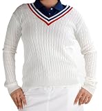 Womens Cable Tennis Sweater - V-Neck