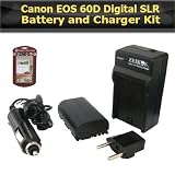 Canon EOS 60D Digital SLR Battery Kit Includes Extended Replacement LP-E6 (2600 mAH) Battery + Ac/Dc Rapid Travel Battery Charger + LCD Screen Protectors