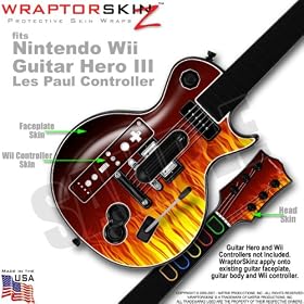 Fire Flames Skin by WraptorSkinz TM fits Nintendo Wii Guitar Hero III (3) Les Paul Controller (GUITAR NOT INCLUDED)